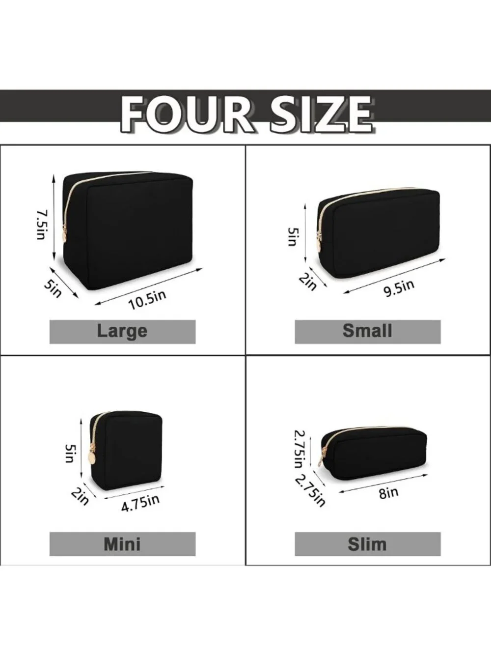 Waterproof Cute Pencil Case & Makeup Bag, Slim Portable Storage Pouch for Girls